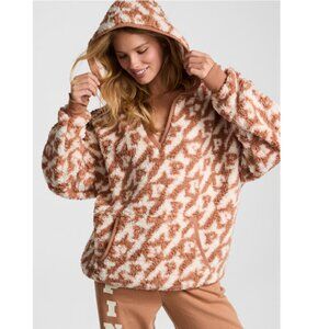 PINK Victoria's Secret Fuzzy Teddy Sherpa Hoodie Logo Oversized Large NWT